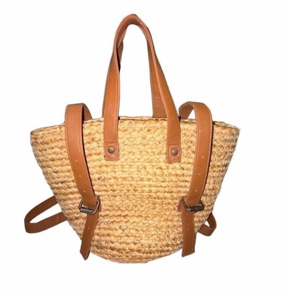 XIX Palms The Shorebreak Woven Jute Straw Insulated Picnic Cooler Backpack